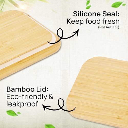 Vtopmart 4 Pack Glass Food Storage Containers with Bamboo Lids Meal Prep - Image 3