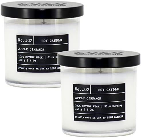 Lulu Candles | Apple Cinnamon | Luxury Scented Soy Jar Candle | Hand Poured in The USA | Highly Scented & Long Lasting (6 Oz. 2 Pack) by LULUCANDLES