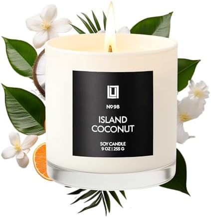 Lulu Candles | Island Coconut | Luxury Scented Soy Jar Candle | Hand Poured in The USA | Highly Scented & Long Lasting (9 Oz.) by LULUCANDLES
