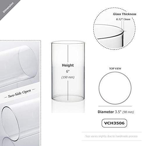 WGVI Hurricane Candle Holder Sleeve, Wide 3.5", Height 6", Clear Glass Cylinder Candleholder, Chimney Tube, Open Ended Candle Shade, 24 Pieces Bulk - Image 2
