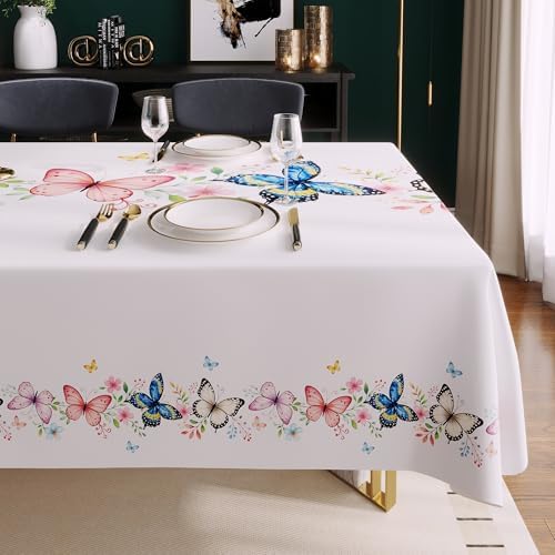 Rectangle Table Cloth,100% Waterproof Tablecloth Oil Proof Spill Proof Vinyl Table Cloth, Wipe Clean Plastic Table Cover for Dining, Camping, Indoor and Outdoor, 54"x78", Butterfly Bloom by Unknown