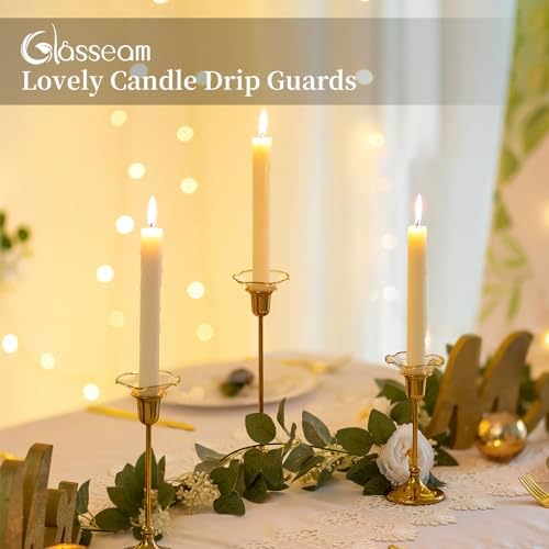 Glasseam Glass Bobeches for Candlestick, 12Pcs Gold Candles Drip Protectors - Image 2