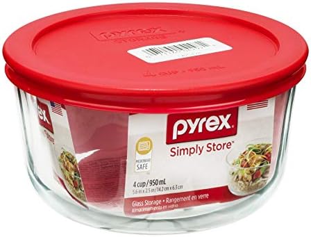 Pyrex Simply Store 4 Cup Glass Food Storage Container, BPA-Free Lids - Image 2