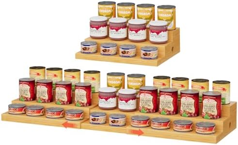3-Tier Extra-Long Expandable Bamboo Can Rack for Pantry, Holds 45 Cans by NuoyuanShen