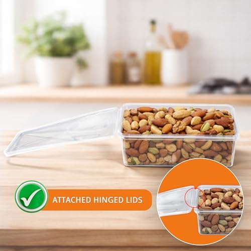 20 Pack 34 oz Airtight Food Storage Containers with Attached Hinged Lids – BPA Free Stackable Plastic Kitchen Storage Containers for Pantry, Fridge Storage & Meal Prep – Clear Containers - Image 2