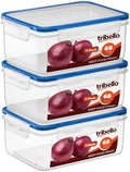Tribello 68 oz Airtight Food Storage Containers with SnapTight Lids – Clear, Stackable, BPA-Free Meal Prep Containers for Kitchen, Freezer & Pantry – 3-Pack by Tribello