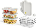 GENICOOK 8 set Glass Food Storage Containers with Click-Together Lids, 143 oz Stackable Meal Prep Set, Modular Glass Storage for Snacks, Sandwiches, Overnight Oats, Leftovers & Fridge Organization by GENICOOK