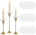 Glasseam Glass Bobeches for Candlestick, 12Pcs Ribbed Candle Drip Protector by Glasseam