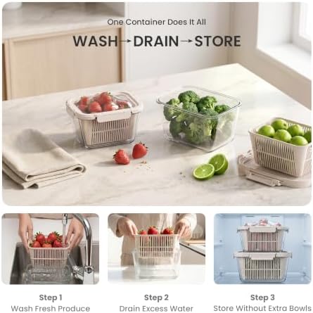 GENICOOK 2 Set Large Glass Produce Containers for Fridge with Colanders - Image 3