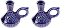 Set of 2 Ceramic Candleholders for Danilovo Slim Taper Candles, Orthodox Candleholders, for Candles up to Diameter 2/5 Inches (Blue) by Danilovo