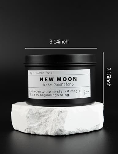 NEW Moon Handmade Candle, New Beginnings, Ritual Energy Gift, Intention De-Stress Good Fortune, Success Protection, Meditation, Moonstone, Soy Wax (8oz) - Image 5