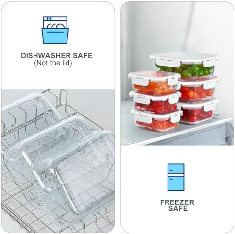 KOMUEE 10 Pack Glass Food Storage Containers with Lids, White - Image 3