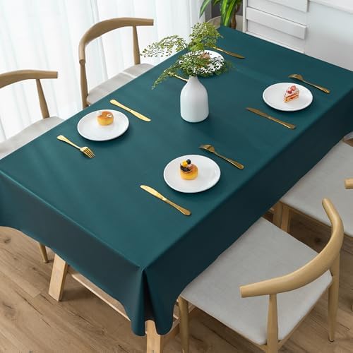 Square Table Cloth,100% Waterproof Tablecloth Oil Proof Spill Proof Vinyl Table Cloth, Wipe Clean Plastic Table Cover for Dining, Camping, Indoor and Outdoor 54" x 54",Navy Blue by Unknown