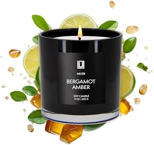 Lulu Candles Bergamot & Amber Luxury Scented Soy Candle, 9 Oz by LULUCANDLES