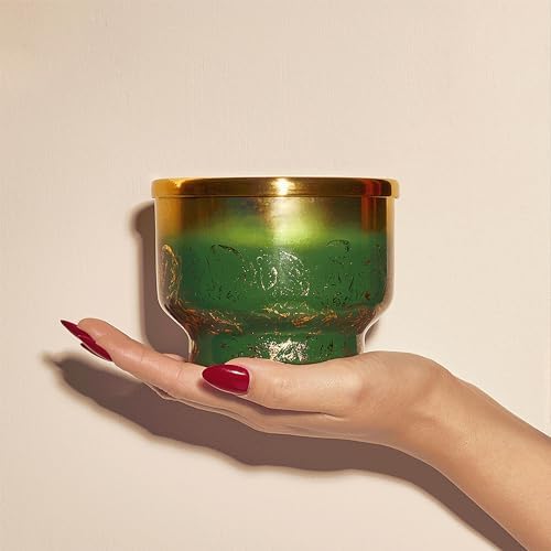 Capri Blue Crystal Pine Scented - Glimmer Inverted Jar Candles - Soy Candles - Holiday Candle with Emerald Green & Gold Ombre Glass Candle Holder (10 oz) - Image 2