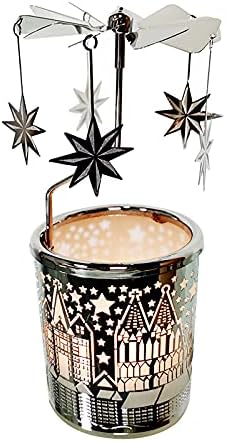kingnero Gift Carousel Candle Tea Light Holder Rotary Candle Holder Spinning Candleholder Metal Windmill Candlestick for Home Decor (North Star) by kingnero
