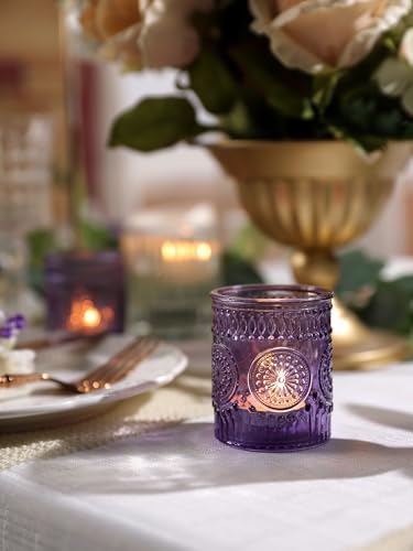 24 Pcs Purple Votive Candle Holders for Wedding Table Centerpieces, - Image 5