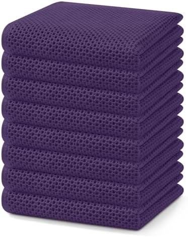 Homaxy 100% Cotton Waffle Weave Kitchen Dish Towels 8-Pack, Eggplant by Homaxy