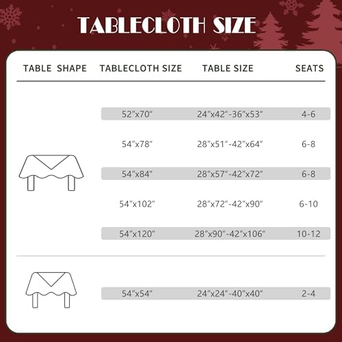 Christmas Rectangle Table Cloth,100% Waterproof Tablecloth,Christmas Decorations for Home, Vinyl Tablecloth Plastic Table Cover for Party，Picnic,Dining,Outdoor 54" x 102",Christmas Trees - Image 4
