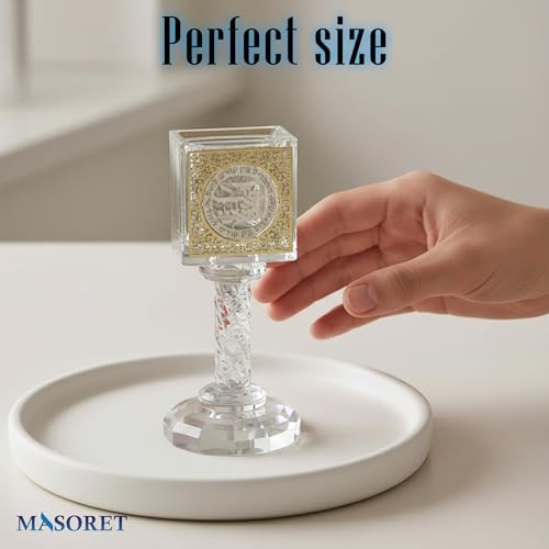 Crystal Havdalah Candle Holder 13 cm with Plaque - Image 3