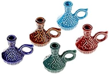 Set of 2 Ceramic Candleholders for Danilovo Slim Taper Candles, Orthodox Candleholders, for Candles up to Diameter 2/5 Inches (Green) - Image 3