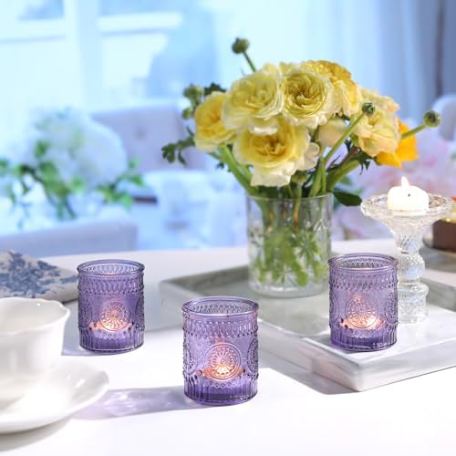 24 Pcs Purple Votive Candle Holders for Wedding Table Centerpieces, - Image 4
