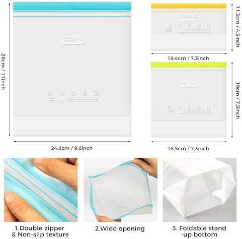 SPLF 24 Pack Reusable Food Storage Bags Dishwasher Microwave Safe - Image 3
