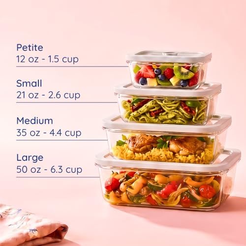 Ziruma Non-Toxic Glass Food Containers with Lids, 4-Pack, Multi-Size, Gray - Image 7