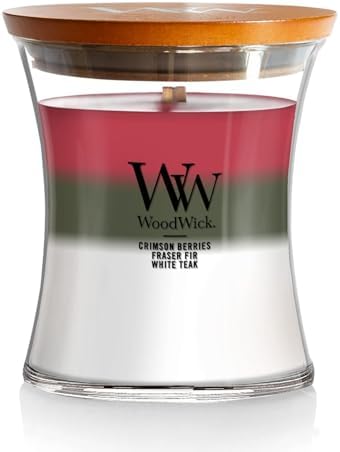 WoodWick Winter Garland Trilogy Holiday Candle Gifts for Women and Men, 9.7 oz Medium Hourglass Trilogy Candle with Crackling Wick by WoodWick