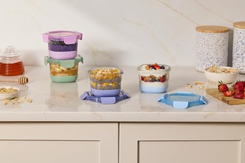 Ello Duraglass Refresh 2 Cup Glass Storage Containers, 8 Pack, Dusk Delight - Image 2