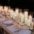 12-Pack White Pillar Candles (2''X3,4,6) & 12-Pack Glass Cylinder Vases(2.6''X5,6,8),Hurricane Candles,Wedding Centerpiece Decor Set-Mixed Heights for Table, Proposal, Event. by Veiuwa