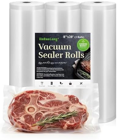 Kitchen Essentials, Vacuum Sealer Bags 3 Rolls 8"x20' Freezer Bags by xinbaolong