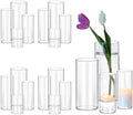 PHOSPHOR 16 PCS Glass Candle Holder, Hurricane Candle Hoder, Glass Pillar Candle Holder, Clear Cylinder Candleholder Cylinder Vase for Centerpieces Wedding Party Decoration by PHOSPHOR