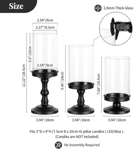 NUPTIO Pillar Candle Holder for Halloween: Hurricane Glass Candleholder - Image 4