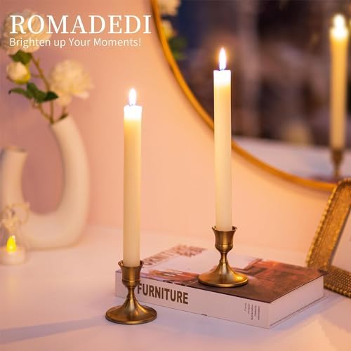 Romadedi Gold Candlestick Candle Holders for Taper, 12 PCS Gold Brass Color Candle Stick Candle Holder for Table Centerpiece, Wedding Reception, Festive Christmas Mantel Decoration or Home Decor - Image 4