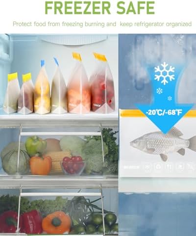 IDEATECH Reusable Freezer Bags Gallon Size, BPA Free Food Containers, Reusable Gallon Bags, Sandwich Bags, Reusable Baggies for Lunch, Travel Healthy Food (Grey, 8Pack-8Gallon) - Image 4