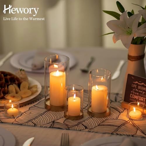 Hewory Hurricane Candle Holder for Pillar Candles: 12Pcs Gold Candle Holder - Image 5