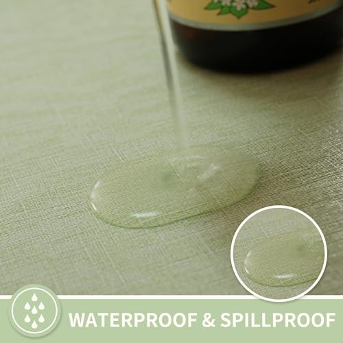 Rectangle Table Cloth,100% Waterproof Tablecloth Oil Proof Spill Proof Vinyl Table Cloth, Wipe Clean Plastic Table Cover for Dining, Camping, Indoor and Outdoor 52" x 70",Green - Image 2