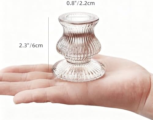 Blue Candlestick Holders 12 Pcs, Ribbed Taper Candle Holders for Table Centerpieces, Vintage Glass Candle Holders Bulk for Wedding, Birthday, Baby Shower Decoration - Image 7