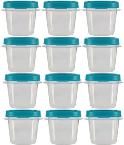 Food Storage Containers, Rubber Maid, Teal, Half Cup Food Storage Containers, 24 Peice Set, Easy Find Lids, 12 Containers, 12 Lids by Utensilux