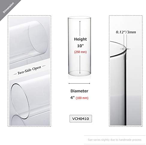 WGVI Hurricane Candle Holder Sleeve, Wide 4", Height 10", Clear Glass Cylinder Candleholder, Chimney Tube, Open Ended Candle Shade, 24 Pieces Bulk - Image 2
