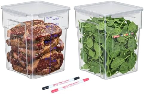 2 Pack 18 QT Polycarbonate Airtight Food Storage Containers, Commercial Kitchen Ingredient Storage Containers with Labeling Area, Stackable Bulk Food Storage for Flour, Rice, Sugar and Pet Food by GATBO