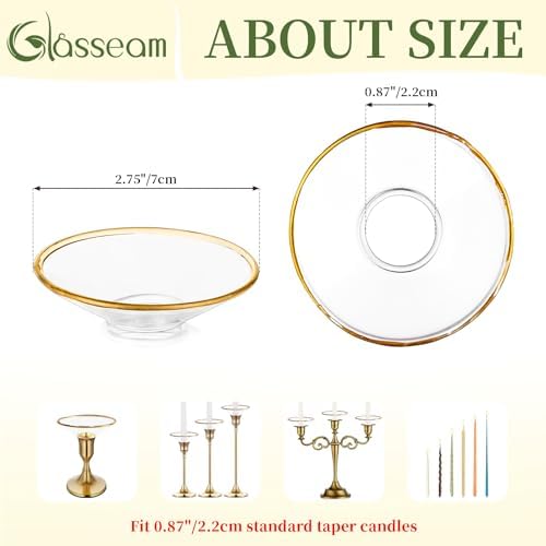 Glasseam Glass Candle Drip Protectors, 24 Pcs Gold Bobeches for Candlestick - Image 5