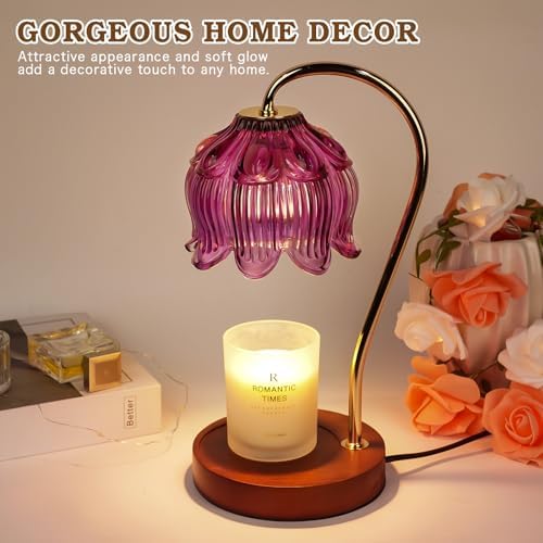 Purple Candle Warmer Lamp with Timer, Electric Candle Warmer, Women Birthday Christmas Gift, Flower Wax Warmer for Yankee Candle Lovers, Vintage Melt Lamp for House Warming Gifts for Mom, Friend - Image 3