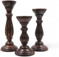 Hosley Set of 3 Dark Brown Wood Pillar Candle Holders 13 Inches 11 Inches and 9 Inches High Ideal for LED and Pillar Candles Gifts for Weddings Party Home Spa Reiki Aromatherapy by HOSLEY