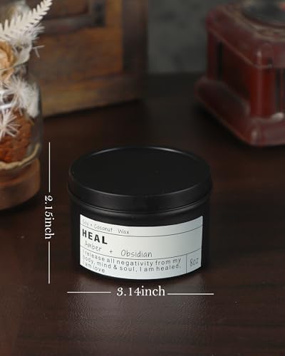 Obsidian Crystal Energy Candle, Good Aura Health Protection, Baltic Amber Chakra Magic Self-Care, Emotional Support, Encouragement and Affirmation Gift.(HEAL) - Image 6