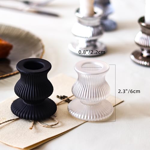 WDHODEC Black White Candlestick Holders 12PCS Glass Taper Candle Holders for Table Centerpiece Colorful Candle Sticks for Wedding, Party and Festival Decoration - Image 6