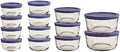 Anchor Hocking 26 Piece Glass Storage Containers with Lids (13 Glass Food Storage Containers & 13 Navy Blue SnugFit Lids) by AnchorHocking