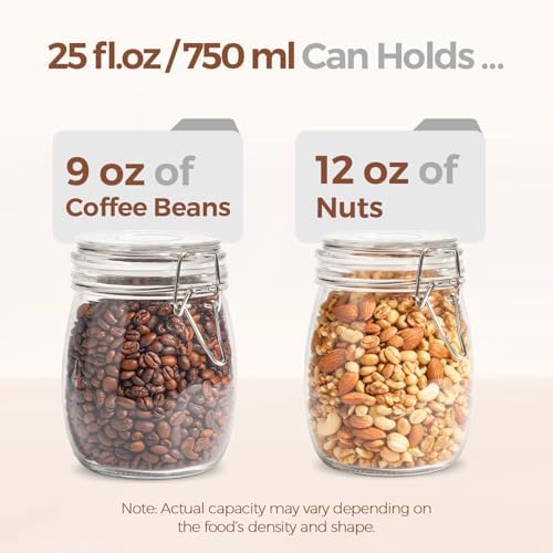 ComSaf Round Glass Jars with Airtight Lids 25 oz 6 Pack Pickling - Image 4