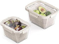 GENICOOK 2 Set Large Glass Produce Containers for Fridge with Colanders by GENICOOK